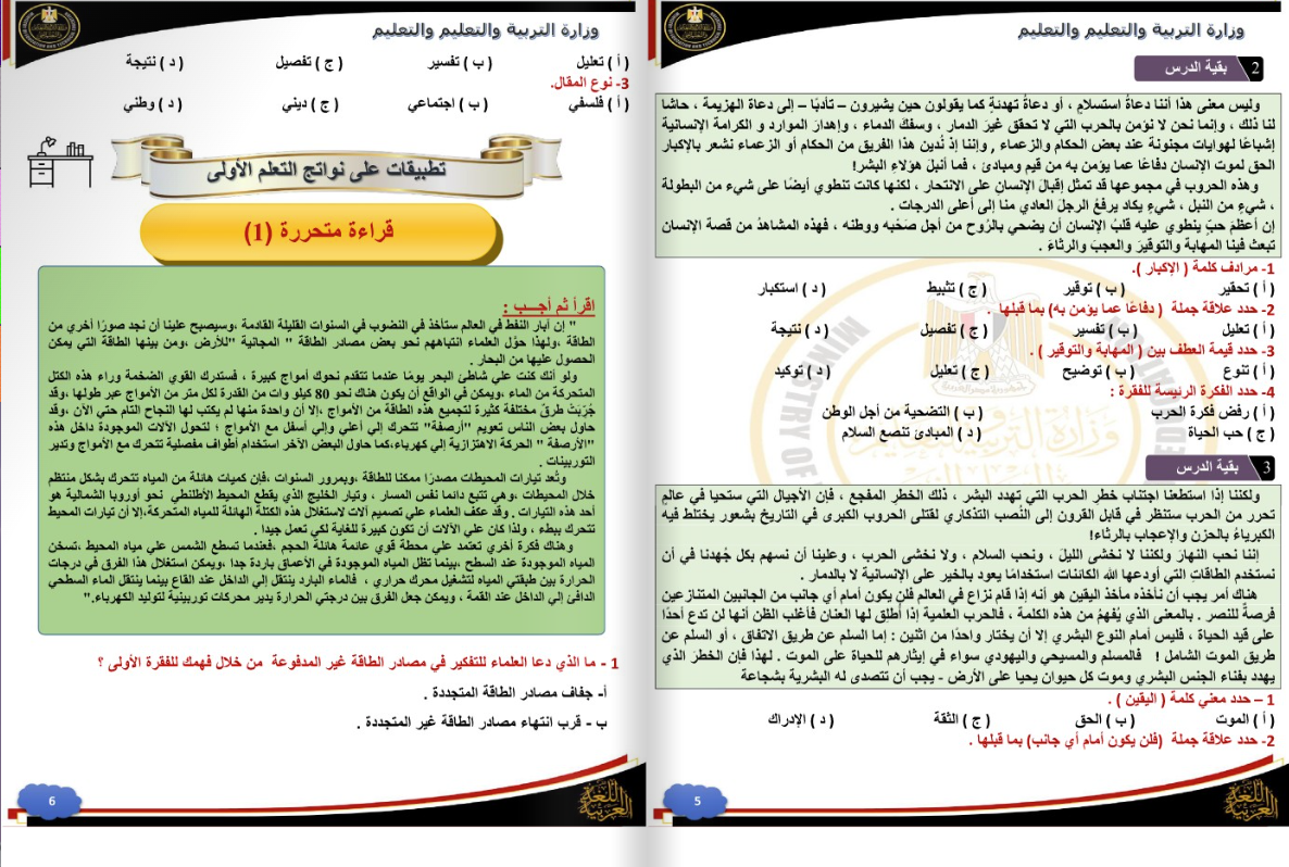 مراجعة عربي تانية ثانوي ترم تاني 2025 pdf